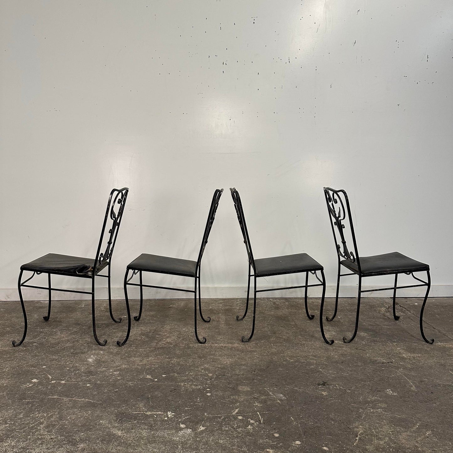 Set of 4 Salterini Iron Patio Dining Chair Art Deco, Attributed
