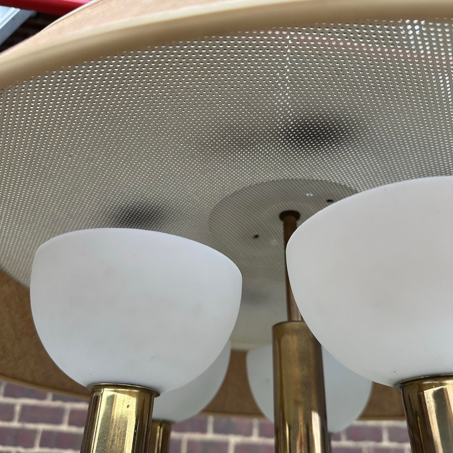 Mid Century Modern Chandelier Hanging Lamp by Gerald Thurston for Lightolier 2